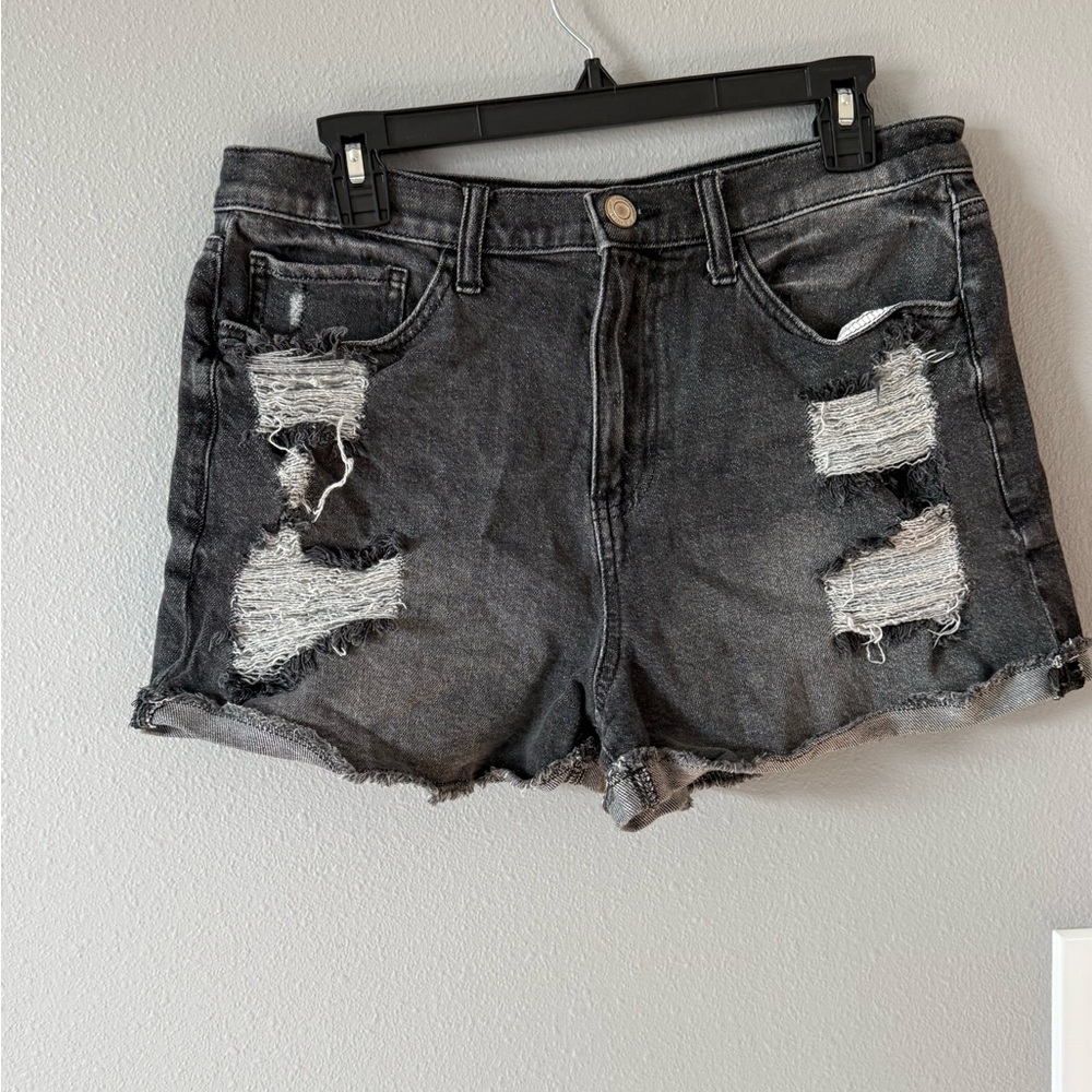 SO Black Distressed Jean Shorts